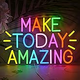 LISIGNVE Make Today Amazing Neon Sign Positive and Upward Quote Neon Light Sign for Wall Decor Rainbow Color Led Light Up Sign for Home Cafe Party Wedding Birthday School