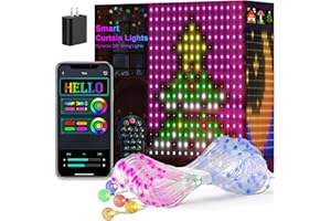 VOXPOA Curtain Lights,Smart LED Color Changing Wall Lights with APP&Remote,Dynamic DIY GIF Christmas String Fairy Lights for Kids Bedroom Living Room Holiday Decor,Outdoor IP65 Waterproof,5.25x5.25ft