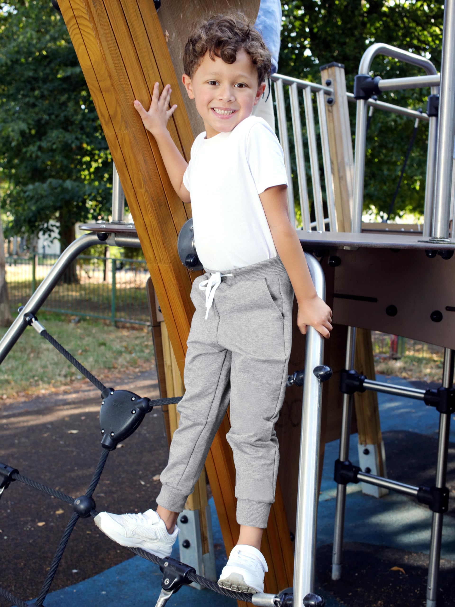 Resinta 3 Pack Toddler Boy Sweatpants Cotton Boys Athletic Joggers Pants Kids Sweats Pants with Pocket Workout Clothes