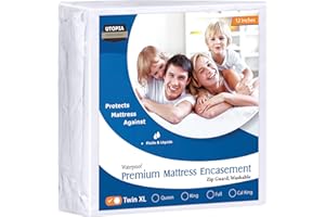 Utopia Bedding Premium Zippered Mattress Encasement (Fits 12 Inches Mattress, Twin XL) - Waterproof and Bed Bug Proof Mattress Protector - Six-Sided Mattress Cover