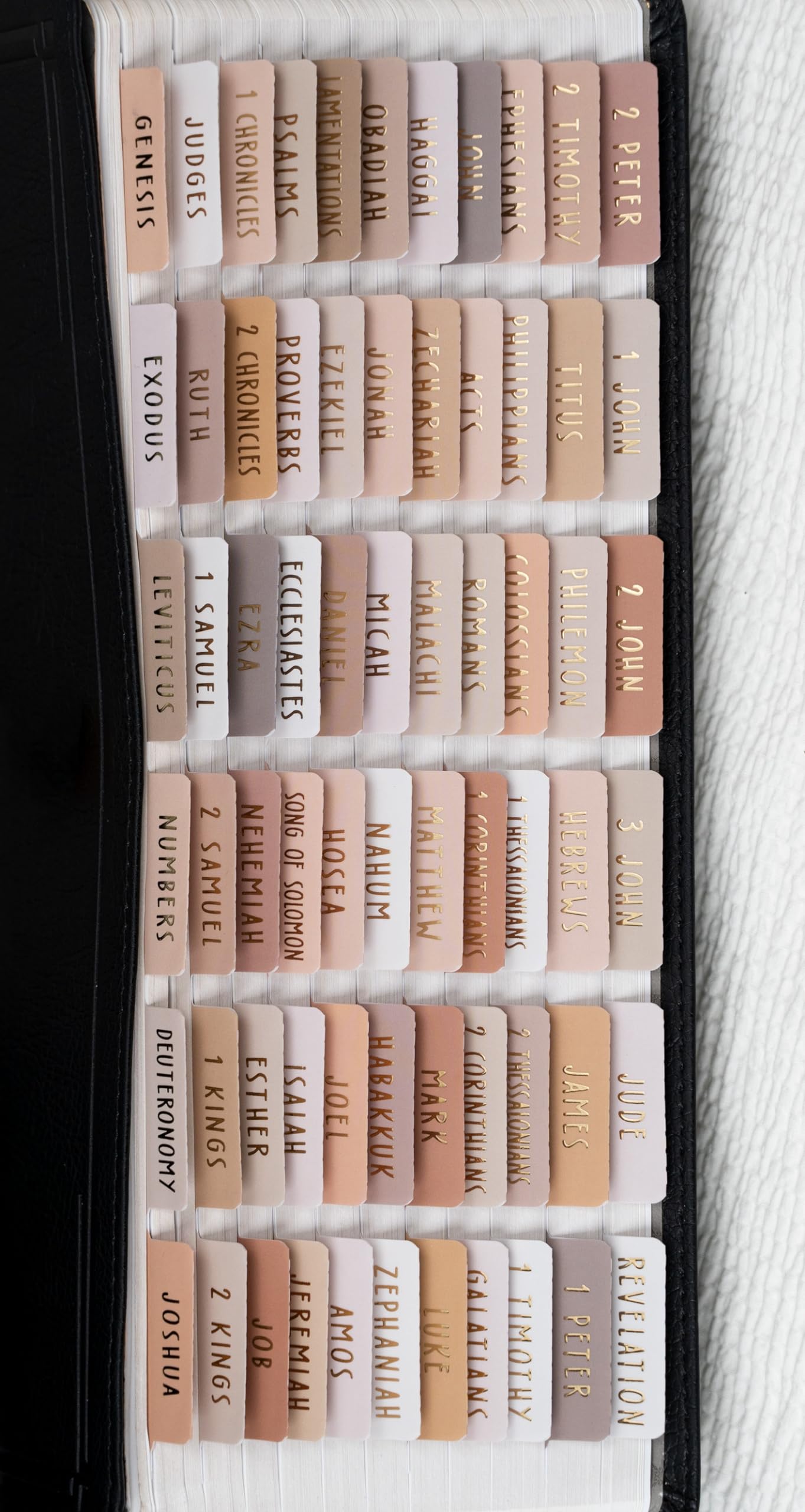 Photo 1 of UPAFEXXI-Laminated Bible Tabs (Gold Foil Embossed Lettering), Bible Tabs for Women and Men, Reposition Large Print Stickers, Easy to Read and Apply, 80Chapters Labels for Easy Navigation(Cappuccino)