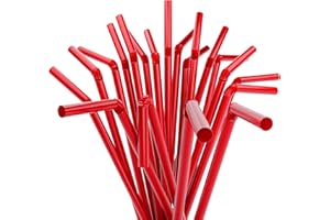 RUPERT AND JEOFFREY'S TRADING CO. Flexible Plastic Drinking Straws - 7.75" x 0.23" (250, Red)