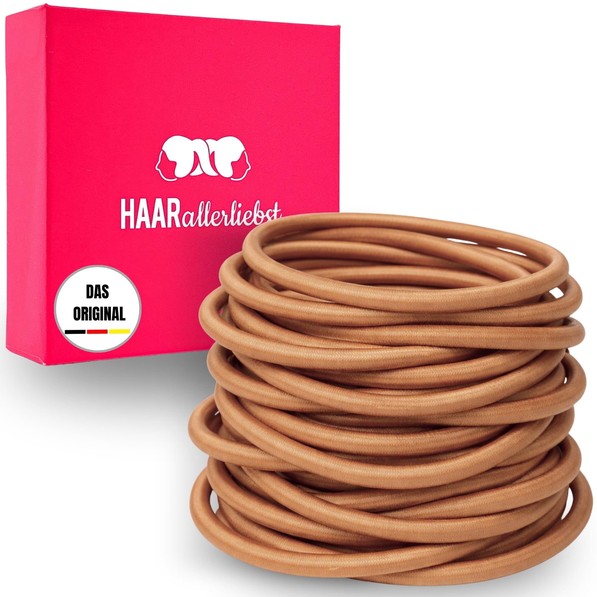 HAARallerliebst® Pack of 20 Thick Beige Hair Bobbles Colour Golden Blonde, Metal-Free Braid Elastics, Blonde for Women, Girls & Men, Including Box for Storage for Hair Accessories, Hair Scrunchies &