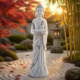 Ultym Extra-Large Buddha Statue Outdoor,3.5Ft Asian Decor with Birdfeeder | Giant Zen Garden Sculpture for Indoor, Patio, Yard or Porch, Durable Weatherproof Magnesium Oxide Stone
