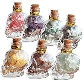 MINELEVEN Crystals and Healing MINI Stones with Skull Spell Jars-Crystal Chakra Stones Cute Glass Bottle-Healing Crystals (7pcs)