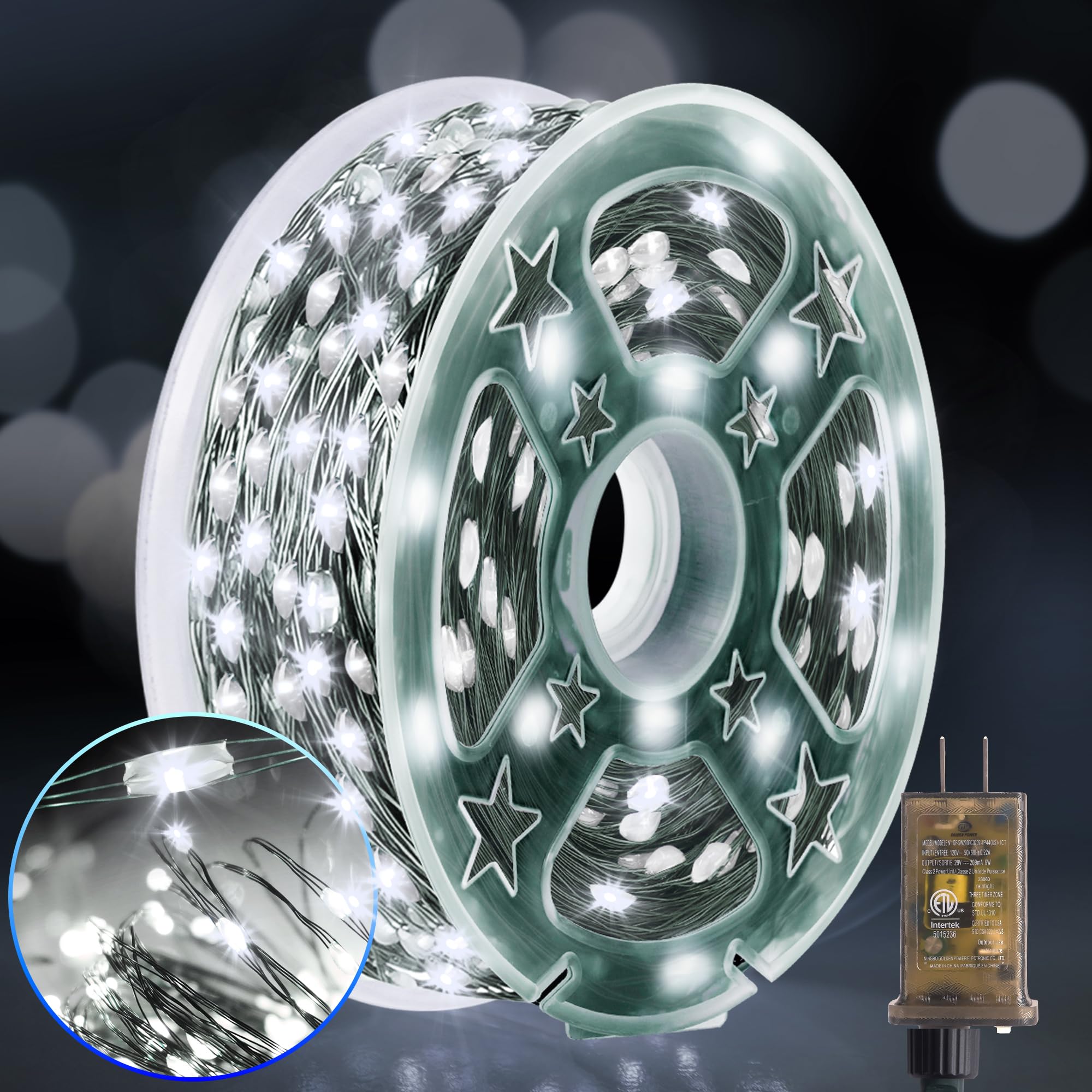 KNONEW 100FT Outdoor Christmas Fairy Lights Plug
