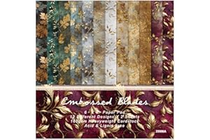 EAMOTOL Golden Leaves Scrapbook Paper Pad, 24 Sheets 6 x 6 Inch Vintage Patterned Designed Wedding Decorative Decoupage for Card Making Folded Supplies Gift Wrapping Journals DIY Crafts Photo Album