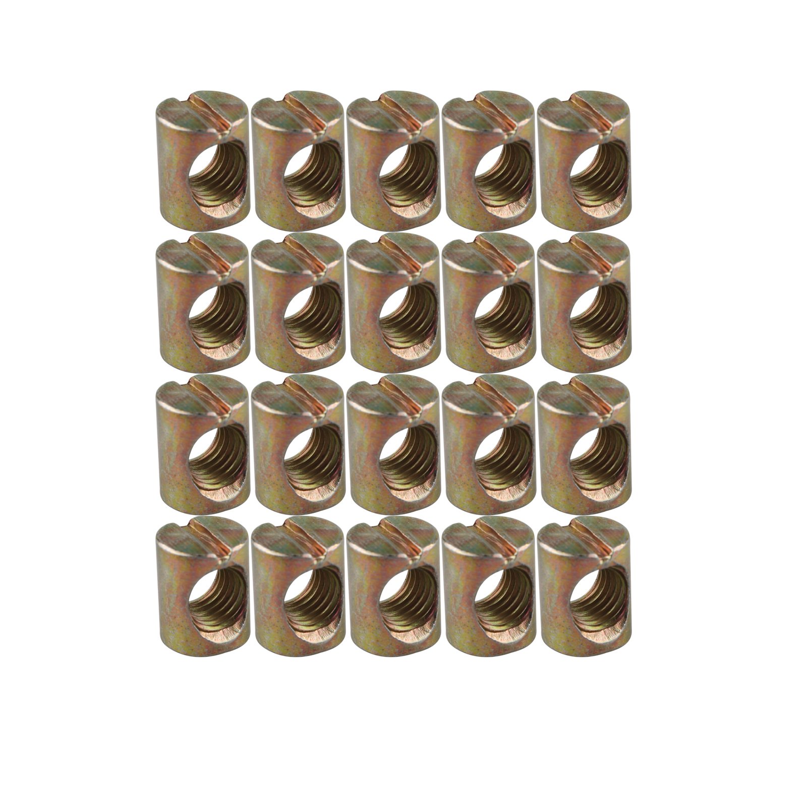 HALJIA 20 PCS M6 * 12MM Barrel Nuts Dowels Slotted Nuts for Furniture Bed Cot Chairs Crib