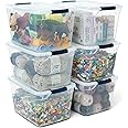 Rubbermaid Cleverstore Clear 32 Qt, 6 Pack Stackable Plastic Storage Containers with Durable Latching Clear Lids, Visible Sto