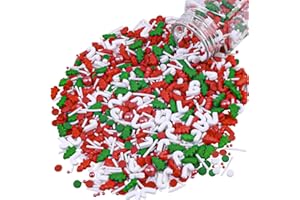 Morofme 3.5 oz Christmas Sprinkles Red and Green Christmas Tree Candy Sprinkle Jimmies Mix Christma Cane Sprinkle Cake Topper Edible Holiday Sprinkles for Cupcake Toppers Cookie Ice Cream