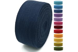 JACOB BICERRI 2" & 1.5" & 1.18'' & 1" Cotton Twill Tape - 10 Yards - 50+ Colors -%100 Natural Cotton 1 Inch 1.5 Inch 2 Inch Herringbone Bias Binding Cotton Tape Trim for Sewing Wrapping Craft DIY 10435 (Dark Blue)…