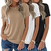 Sweetyweee 3 Pack Women's Maternity Nursing Shirt for Breastfeeding Hidden Zipper Short Sleeve Crew Neck Pregnancy Top