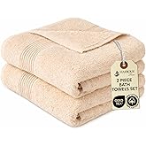 Harbourloom Boulevard Series Luxury Bath Towel Set 2 Pack of Soft 600 GSM 100% Turkish Cotton Towels, Quick Dry & Absorbent f