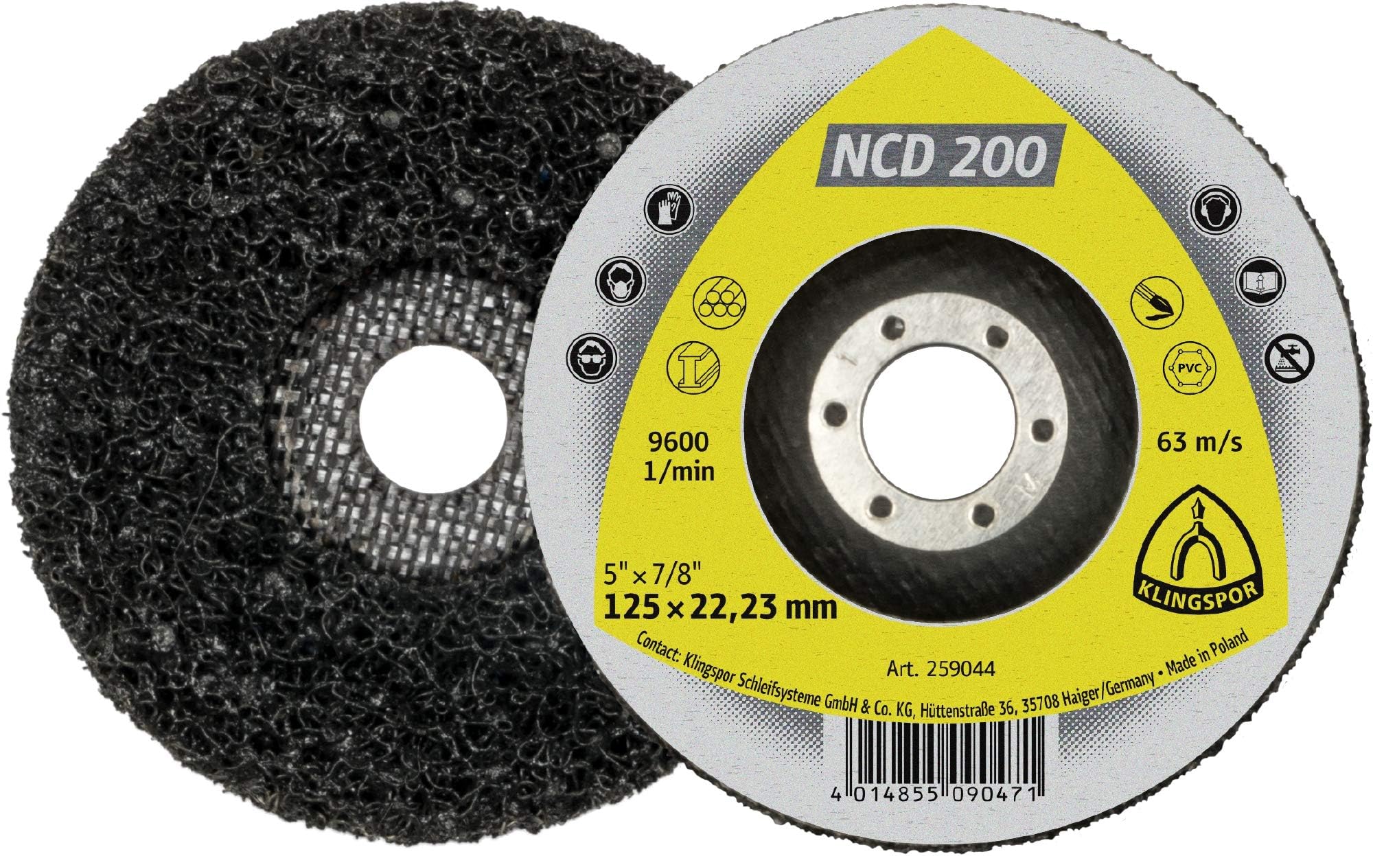 5 x Klingspor NCD 200 Cleaning Disc, 125 x 22.23 mm, Silicon Carbide Straight Item No. 259044