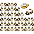 Penta Angel Tiny Wooden Bee Embellishments 50Pcs Self-Adhesive Painted Flatback Wood Bumble Bee Pieces for Scrapbooking Decoration and Craft DIY