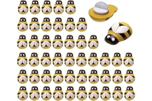 Penta Angel Tiny Wooden Bee Embellishments 50Pcs Self-Adhesive Painted Flatback Wood Bumble Bee Pieces for Scrapbooking Decoration and Craft DIY