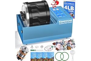 KOMESTONE Professional Rock Tumbler Kit – 4LB Large Capacity Barrel with Brushless Motor & Heavy Metal Base, Adjustable Speed & 9-Day Timer, Includes All Accessories, Rock Polisher for Adults & Collectors