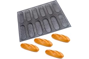 Silicone Mini Baguette Moulds Mini Hot Dog Bun Mold Bread Bun Mold Pans Non-Stick Reusable Sandwich Baking Form French Bread 