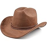 Melesh Western Cowboy Hat for Women Men Small Short Wide Brim Beach Cowgirls Cattleman Cowboys Hats