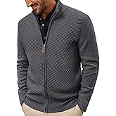 PJ PAUL JONES Mens Cardigan Sweater Full Zip Up Stand Collar Cardigans Fall Casual Knit Sweaters