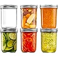 [ 6 Pack] 16 oz. Wide-Mouth Glass Mason Jars with Metal Airtight Lids and Bands for 1 Pint Canning, Preserving, & Meal Prep