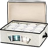 Dicunoy Mug and Cup Storage Box with Dividers, Holds 12 Glassware, Tea Cups, Stoneware Cups, Christmas Mugs, Light Bulb