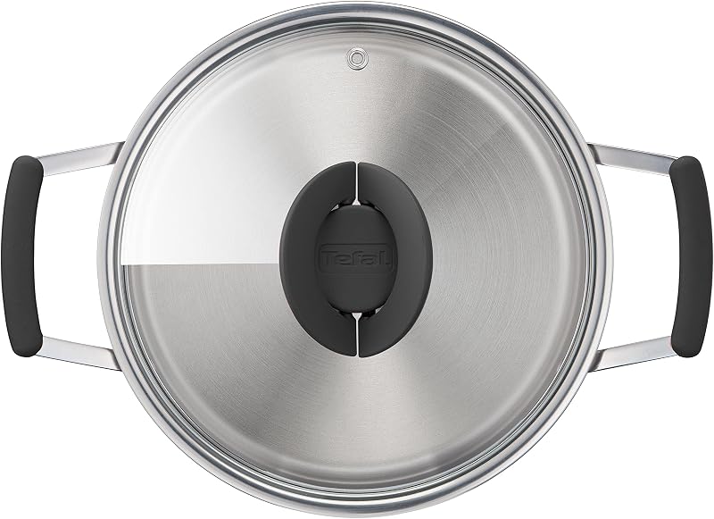 G7376S Opti'Space Topfset 6-teilig | Stielkasserolle 16 cm (inkl. Deckel) | Kochtöpfe 20/24 cm (inkl. Deckel) | Edelstahl | Thermo-Fusion-Boden | für alle Herdarten | Induktion | Grau