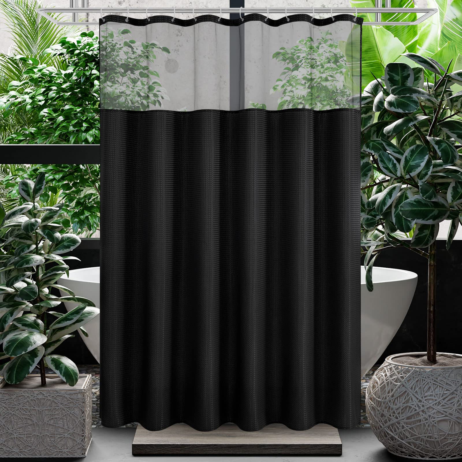 Gibelle Extra Long Shower Curtain 72 x 84, Waffle
