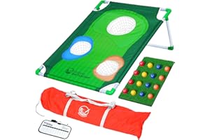 GoSports BattleChip Backyard Golf Cornhole Games – Includes Targets, Chipping Mats, Foam Golf Balls, Scorecard and Carry Case