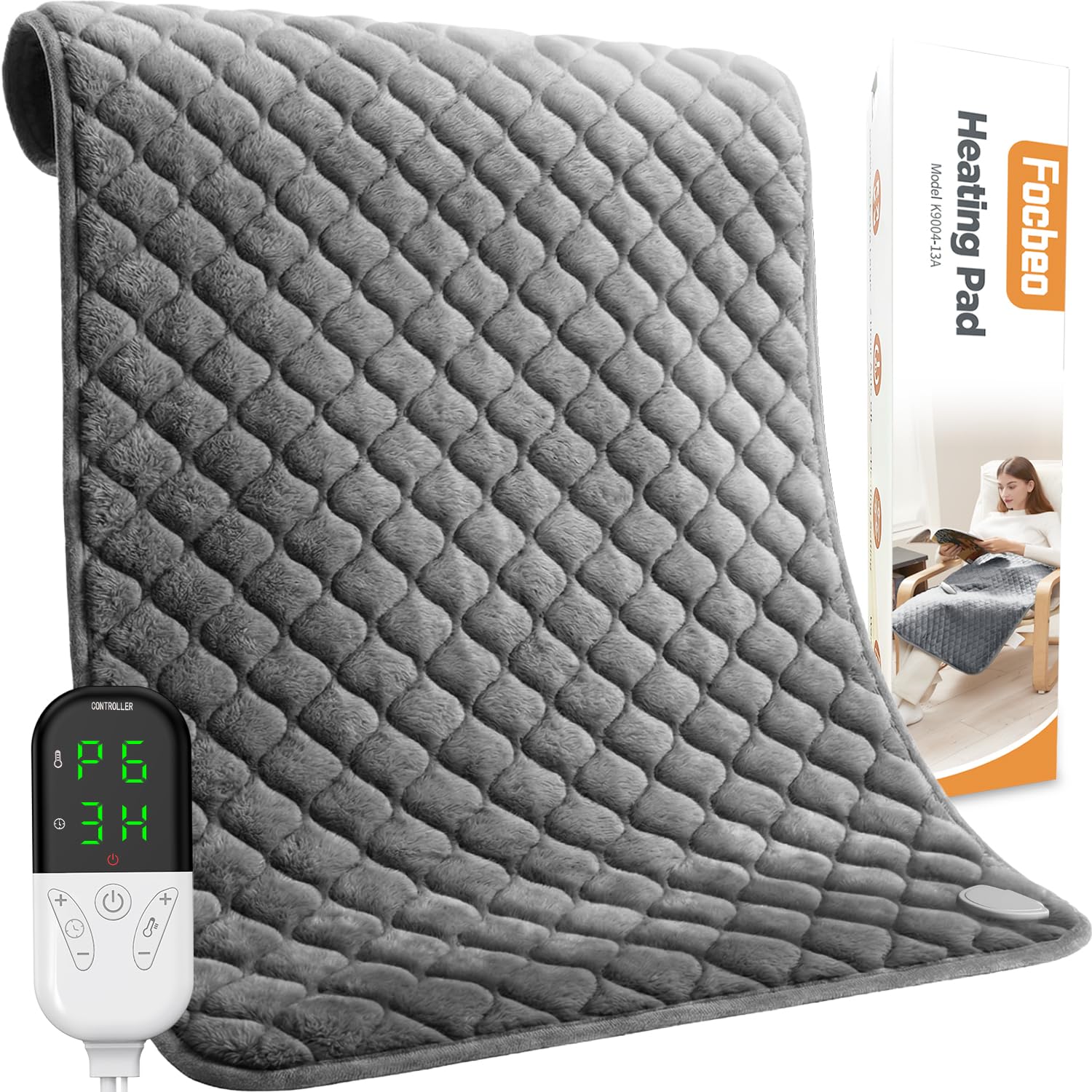 Photo 1 of King Size Heating Pad for Back Pain 32"x24" Extra Large Electric Heating Pad for Period Cramps Relief & Body Neck Shoulder Auto Shut Off Heat Pad Temperature Settings Machine Washable Gray
