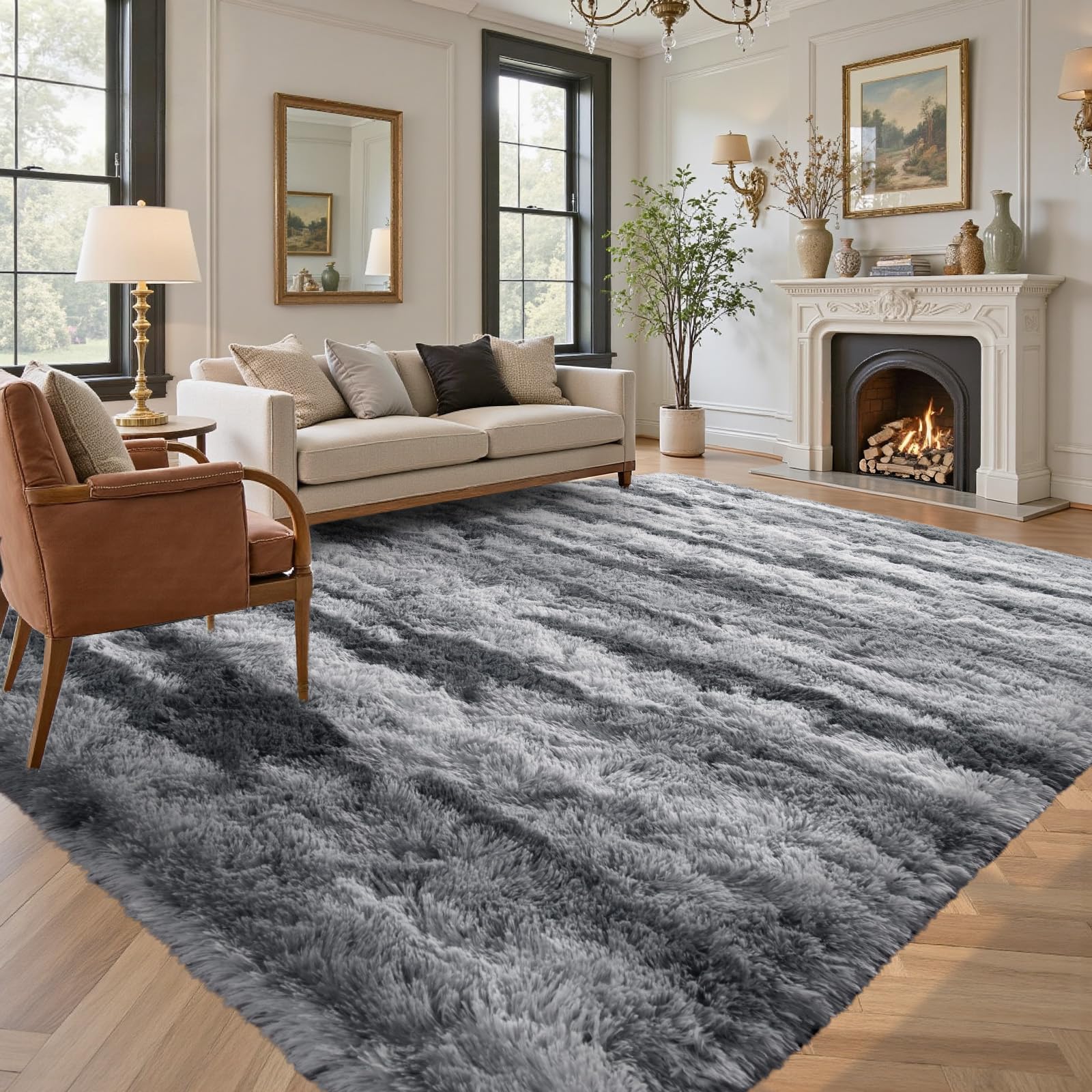 Photo 1 of Zebra 8x10 Ft Fuzzy Rugs for Living Room,Black White Bedroom Area Rug Non-Slip,Carpet for Nursery Kids PlayRoom Indoor Modern Plush Carpets
