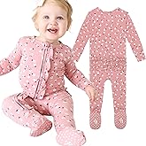 Posh Peanut Footie Pajamas for Baby Girls – Sleepers in Ultra-Soft Viscose from Bamboo with 2-Way Zipper & Ruffle Trim
