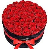 UFOREVER ROSES 40 Pieces Preserved Roses in Suede Box, Flowers for Mothers Day, Preserved Flowers Gift for Women, Red