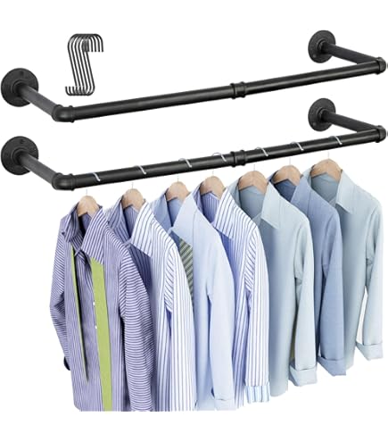 Barre de suspension d'angle pour garde-robe, porte-vêtements industriel robuste, support mural pour vêtements, pour bureau, entrée, chambre à coucher, doré, 60 x 60 cm