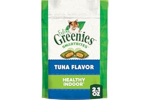 GREENIES FELINE SMARTBITES Cat Treats Healthy Indoor Natural Dental Care, Tuna Flavour, 2.1oz Pouch