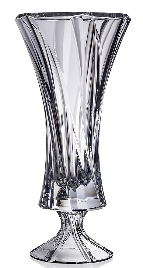 Crystal Glass Footed Vase 14 1 2 Centerpiece Flower Purple Bohemia