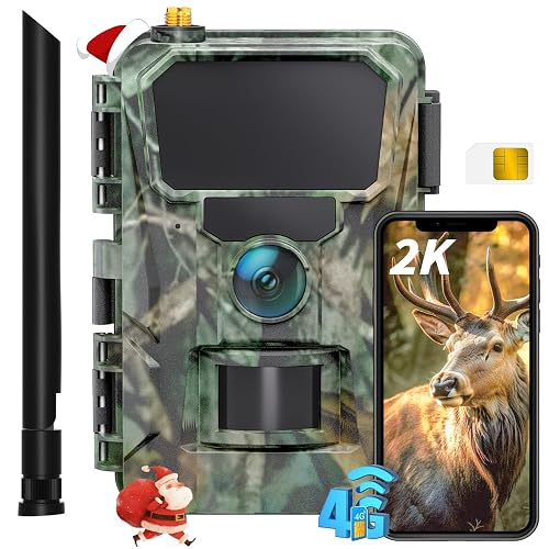 CEYOMUR 4G LTE Cellular Wildlife Camera with SIM Card, 2K Trail Camera Sends Pictures to Phone, Garden Camera with Night Vision Motion Activation, 0.1s Trigger, Cloud/TF Storage, IP66 Waterproof