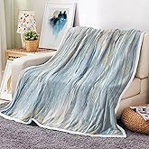 JAWO Throw Blanket, Light Blue Blankets Abstract Soft Blankets for Couch Sofa Bedroom, Morden Blue Cool Colors Blanket for Women Girls Gifts,50X60IN