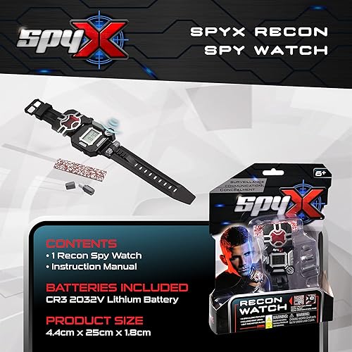 SpyX Spy Recon 8-Function Spy Toy Watch: Led Spot Light,  Stopwatch, Alarm, Decoder, Secret Message Pa