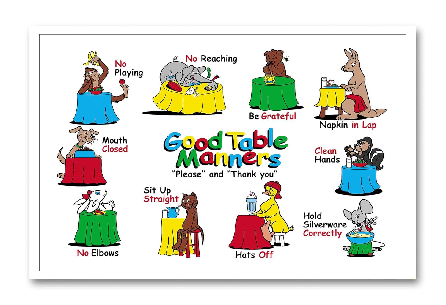 Tamatina Wall Poster Educational Poster Good Table Manners Learning Poster Tearproof