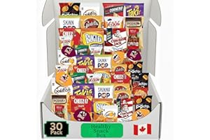Snack Box Variety Pack, 30 Count, Candy Gift Basket, Care Package with Chips, Cookies, Bars, Birthday Treat for Women, Men, A