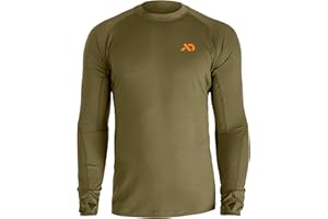 First Lite Men's Wick Long Sleeve Crew - Merino Wool Camo Hunting Base Layer, UV Protection Moisture Management Shirt
