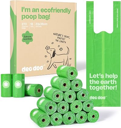 Deo Doo Poo Bags with Tie Handles 270 Count Sakura Scented Leak Proof