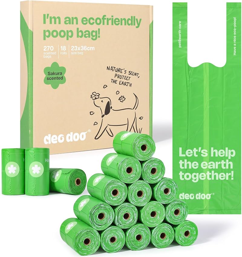 Deo Doo Poo Bags with Tie Handles 270 Count Sakura Scented Leak Proof
