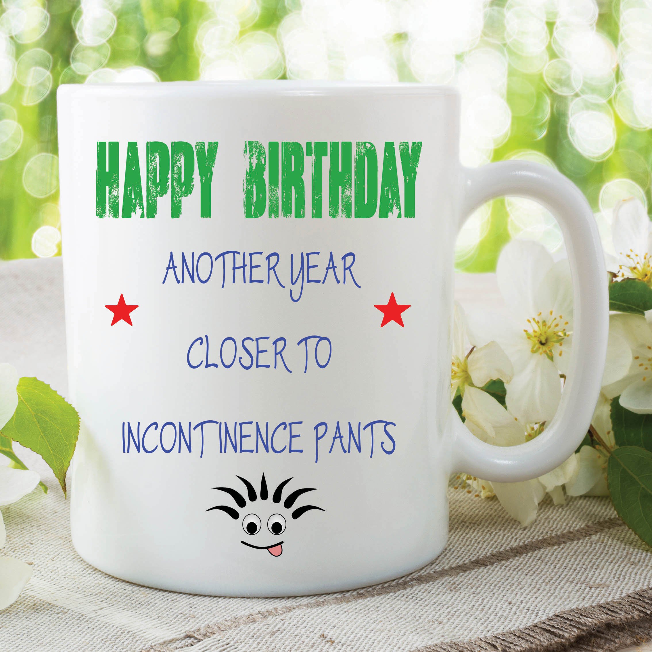 Humour Funny Mugs Novelty Joke Incontinence Pants Happy Birthday Cup WSDMUG171