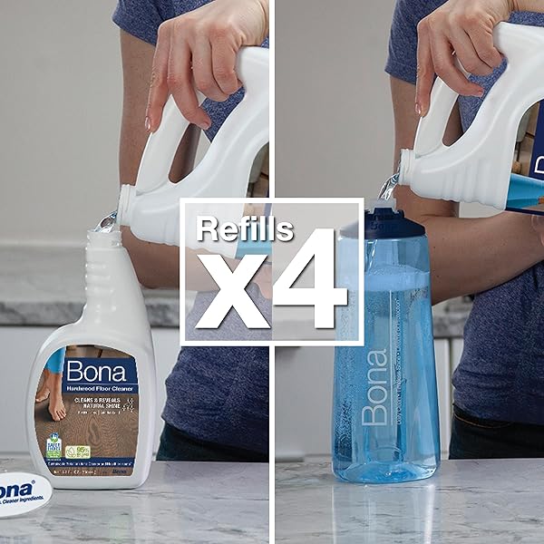 BONA HARDWOOD FLOOR CLEANER REFILL – 128 FL OZ – UNSCENTED – REFILL FOR BONA SPRAY MOPS AND SPRAY BOTTLES – RESIDUE-FREE FLOOR CLEANING SOLUTION FOR WOOD FLOORS