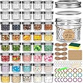 Mcupper 4 oz Glass Mason Jars with Airtight Silver Lids and Bands, 40-Pack with Stickers, Tags & Twines, Mini Canning Jars for Jams, Honey, Spices, Dried Snacks, DIY Crafts, Wedding Favors