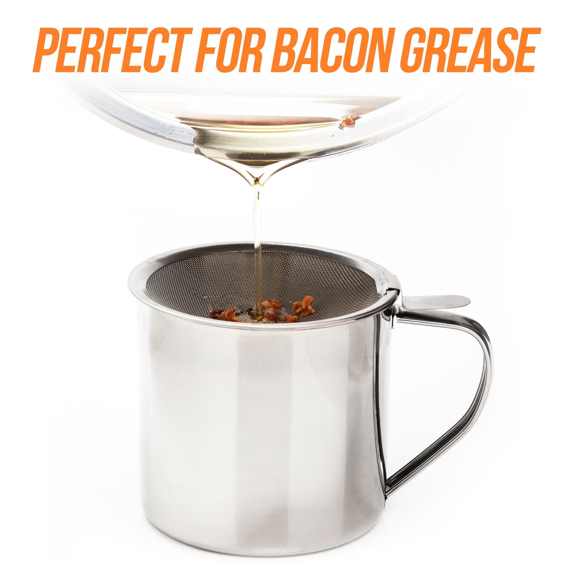 Cooking Oil And Bacon Grease Container With Strainer 1.25 Quart Or 5