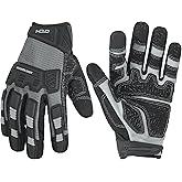 HANDLANDY Mens Work Gloves Touch screen, Utility Mechanic Gloves, Flexible Breathable Fit- Padded Knuckles & Palm (Black & White, Small)