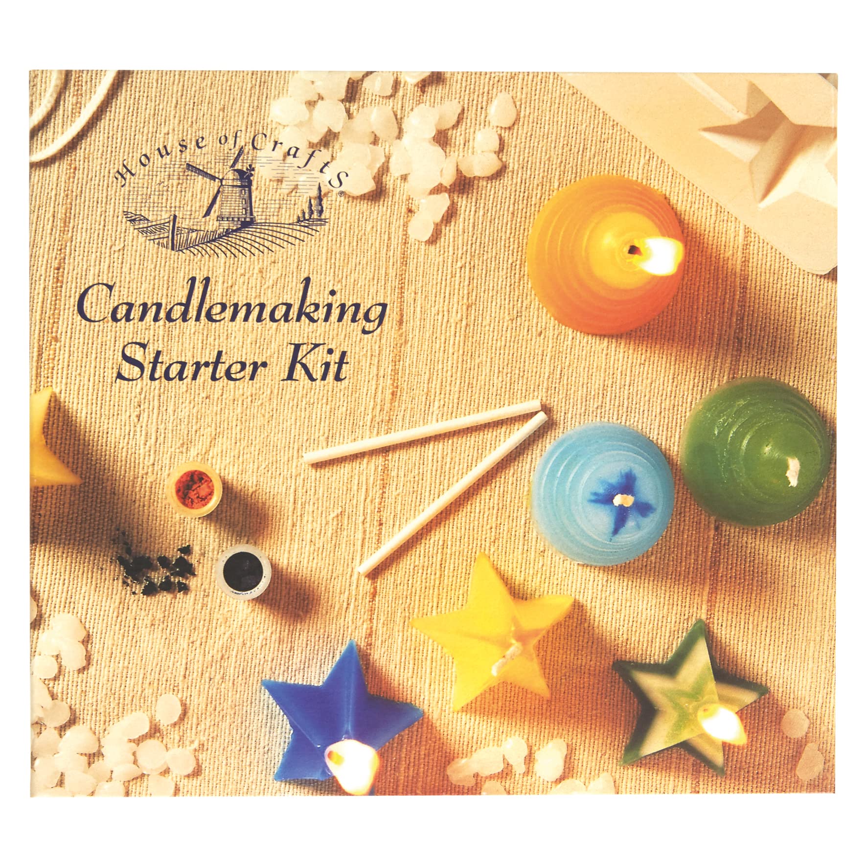 House Of Crafts Candlemaking Starter, Single Craft Kit Set, Multicoloured, Includes Wax Pellets, Moulds, Dyes, Wick, Wick Rods, Mould Sealer, Instructions